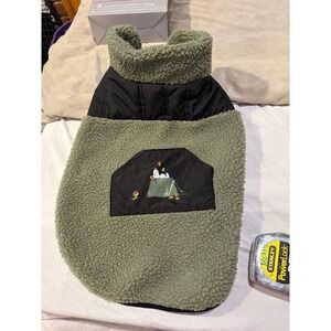 Peanuts Snoopy Camping Scene Green Sherpa Fleece and Puffer Dog‎ Vest Jacket, Me